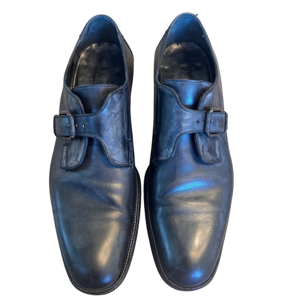 Christian Dior CD black leather single monk strap men’s dress shoes ITALY Sz 9.5